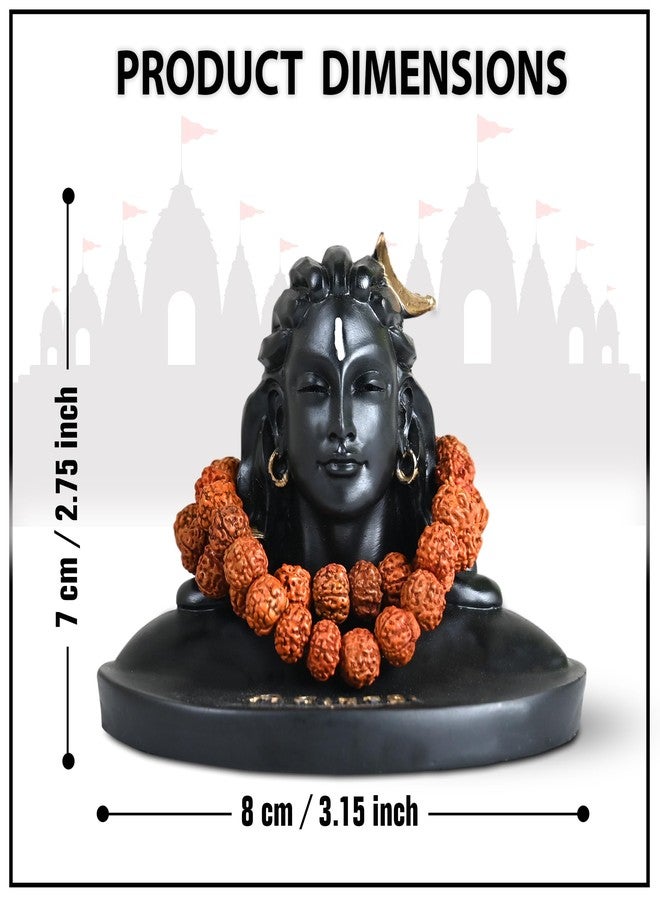 Rousrie Resin Adiyogi Shiva Statue for Car Dashboard, Shiv Ji Mahadev Adi Yogi Idol Statue with Rudraksha Mala for Home and Car Dash Board (Medium) - Image 5